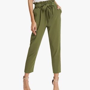 Green high waisted paper bag pants size small - Grace Karin